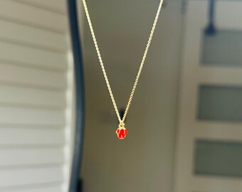 Little strawberry enameled necklace