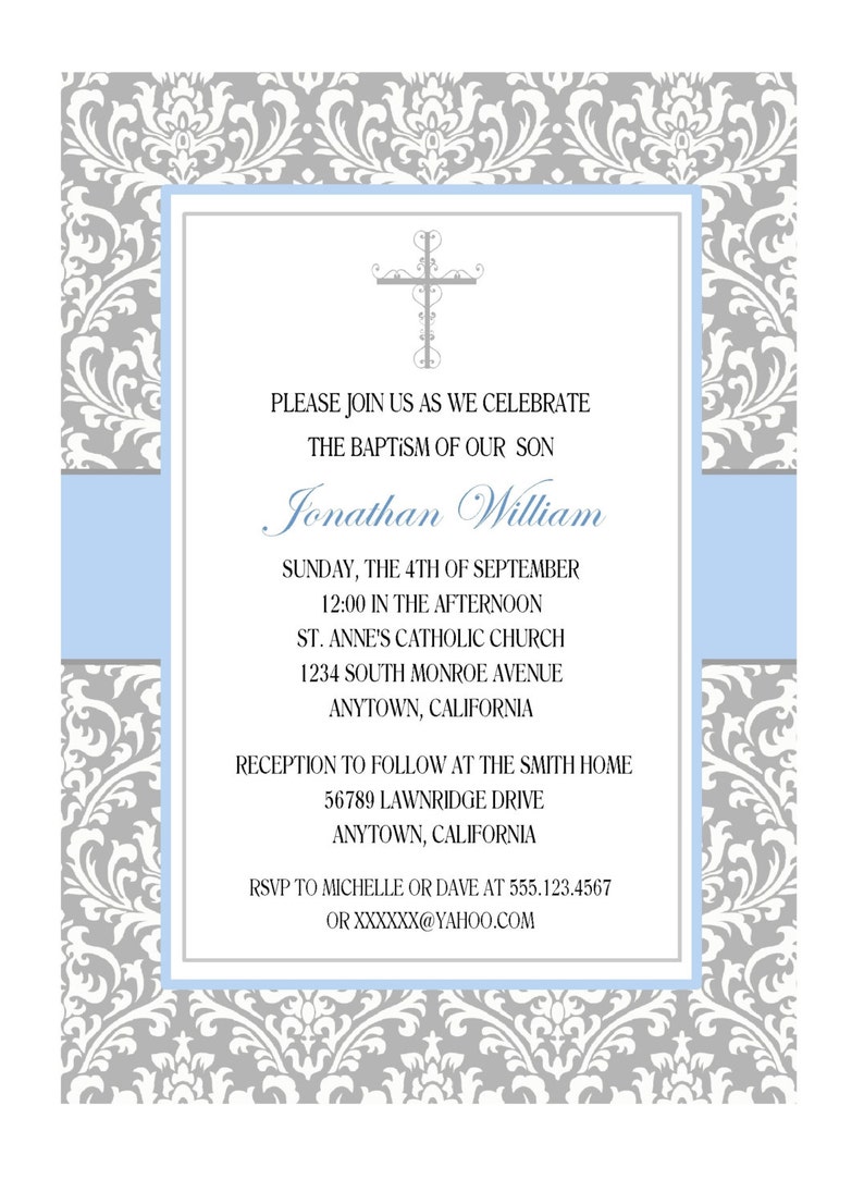 ELEGANT BAPTISM INVITATION for Boy / Personalized Gray and Etsy