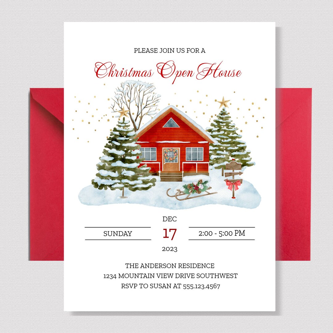 Christmas open house invitation template printable christmas party
