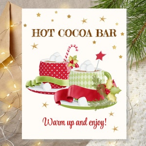 HOT COCOA BAR Printable Sign, Hot Chocolate Bar Sign, 8x10 Instant Download Hot Cocoa Bar Sign, Cookies and Cocoa Party Sign