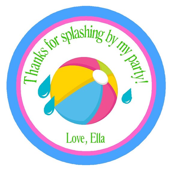 Pool Party Personalized Party Favor Tags/Printable Digital Etsy