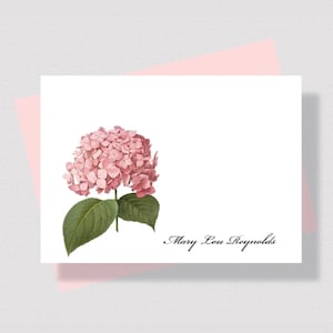 PINK HYDRANGEA PERSONALIZED Notecard Template, Hydrangea Printable Stationery for Women,  Pink Floral Stationery Folded Notecard Template