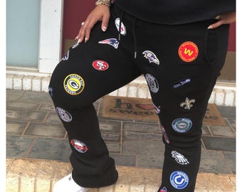 NFL Embroidered iron on Patch Stacked Sweat pants Unisex Streetwear Fashion Streetstyle USA Football patches