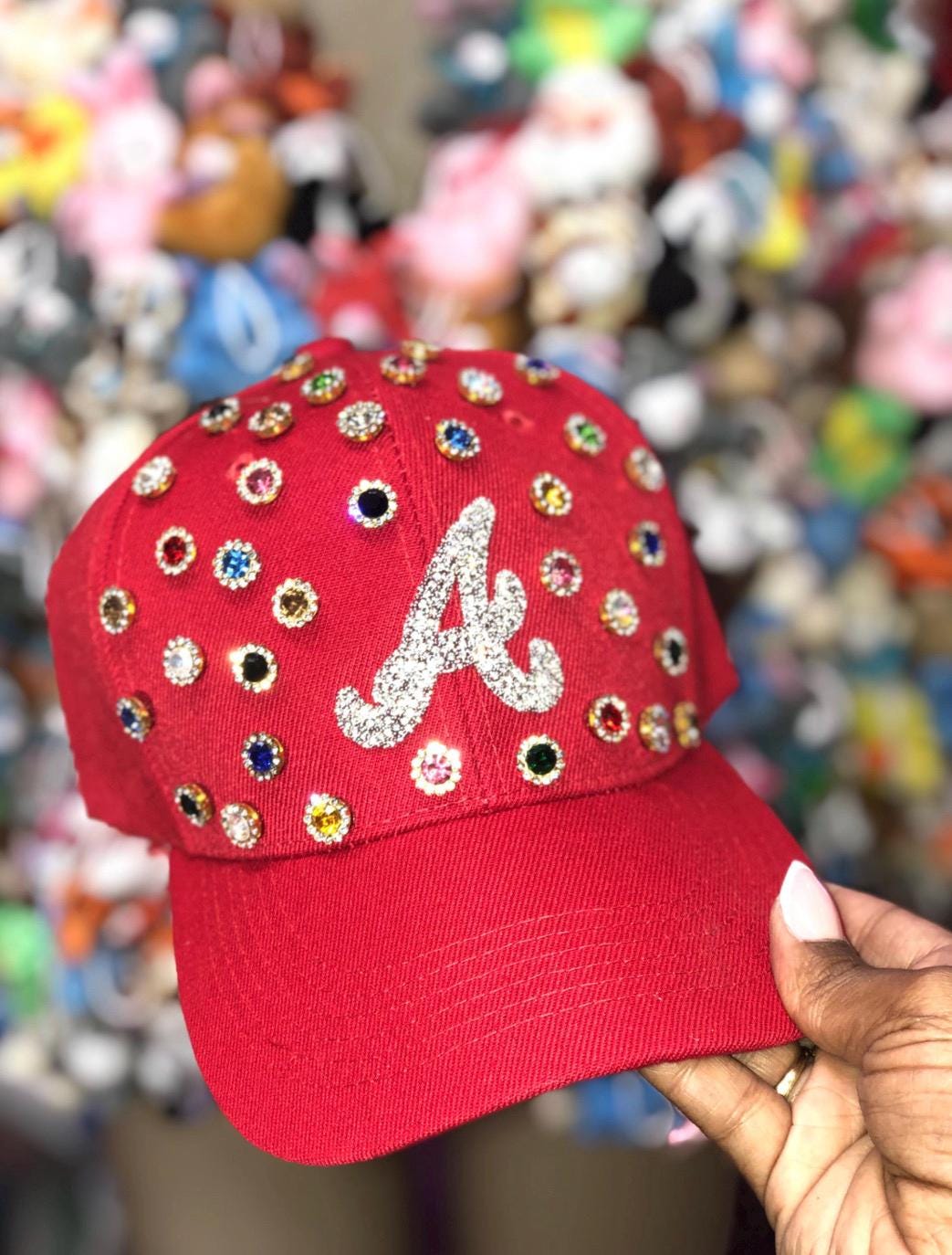 VERA NEW YORK Designer inspired RHINESTONE GOLD AND RED Baseball Hat Cap Vera New York | Accessories | Vera New York Gold Blinged  main image 3