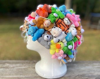 Mini stuffed animals beanie hat harajuku street fashion style