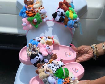 Mini Plush Animal Swimsuit TOP with MATCHING slides cute trendy shoes sandals for summer (open toe) Streetwear fashion