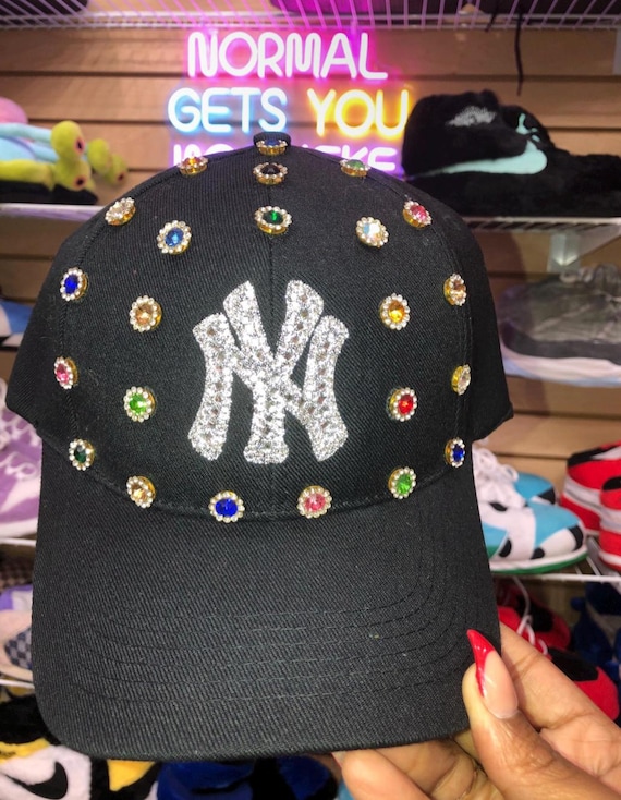 Bling NY Rhinestone Logo Hat Viral Trend Streetwear Fashion