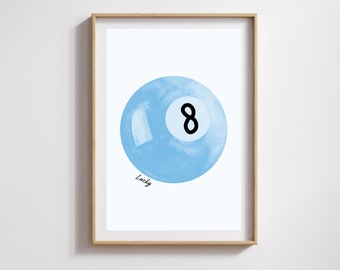Vintage 8 Ball Poster: Retro Pool Room Decor (Digital Download)