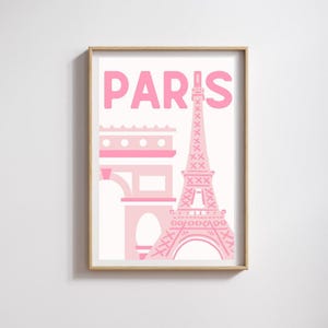 Paris France Travel Print, Pink Eiffel Tower, Digital Art Download, Pink Travel Print, Trendy Wall Art, Travel Poster, Minimalist Poster