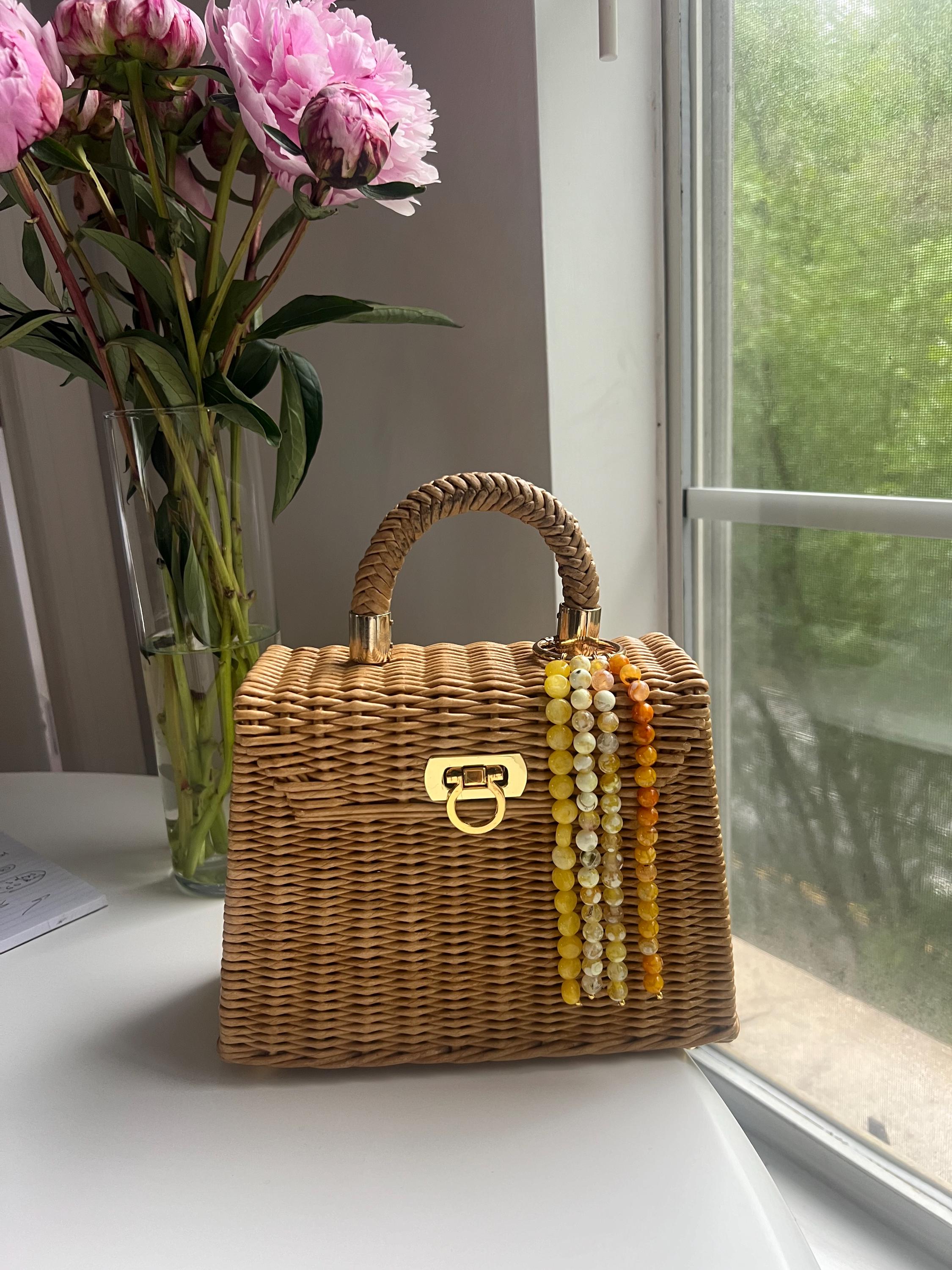 Beaded Bag Charm Mixed Acrylic  Stone Beads Summer Tote Accessory Purse Charm