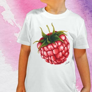 Organic Children&#39;s T-Shirt Raspberry Design - Watercolor, sustainable, original - Raspberry motif - Boys&#39; shirt - Girls&#39; shirt - Raufbold