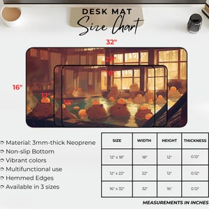 Kawaii Capybara Desk Mat Orange Onsen Japan Hot Spring Deskpad Anime Cute Capybara Aesthetic Inspiration Desk Mat Quality Keyboard Mat Office Desk Decor Anime Artistic Gift for her Work Space Laptop Mat Gaming Gift PC Setup Accessories Deskpad
