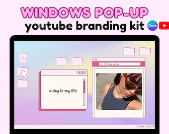 レトロなWindowsポップアップYouTubeブランディングキット - コンピューターPCソフトウェアYouTubeアニメーションイントロ | Y2Kトレンド | Canvaテンプレートの編集 | ソーシャルチャンネル