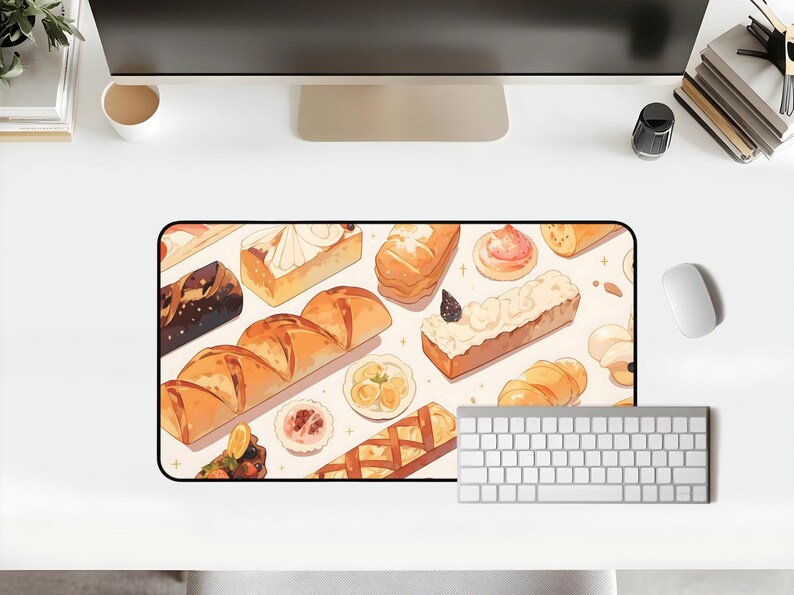Cute Pastries Bread Cakes Mousepad Bakery Lover Confectionary Gift Cozy Lofi Sweets Cafe Deskmat Hot Bakery Famous Spots Creampuff Chocolate Holiday Gift Aesthetic Quality Keyboard Mat Office Anime Artistic Workspace Laptop Gaming Gift PC Setup Accessories Deskpad Office High Quality Mousepad Waterproof Scratch-free Anti-slip Backing Gamer Setup Inspiration Accessories PC