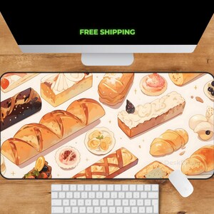 Cute Pastries Bread Cakes Mousepad Bakery Lover Confectionary Gift Cozy Lofi Sweets Cafe Deskmat Creampuff Chocolate Holiday Gift Aesthetic Quality Keyboard Mat Office Anime Artistic Workspace Laptop Gaming Gift PC Setup Accessories Deskpad Office