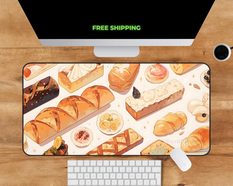 Cute Pastries Bread Cakes Mousepad Bakery Lover Confectionary Gift Cozy Lofi Sweets Cafe Deskmat Creampuff Chocolate Holiday Gift Aesthetic Quality Keyboard Mat Office Anime Artistic Workspace Laptop Gaming Gift PC Setup Accessories Deskpad Office