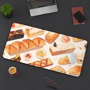 Cute Pastries Bread Cakes Mousepad Bakery Lover Confectionary Gift Cozy Lofi Sweets Cafe Deskmat Creampuff Chocolate Holiday Gift Aesthetic Quality Keyboard Mat Office Anime Artistic Workspace Laptop Gaming Gift PC Setup Accessories Deskpad Office