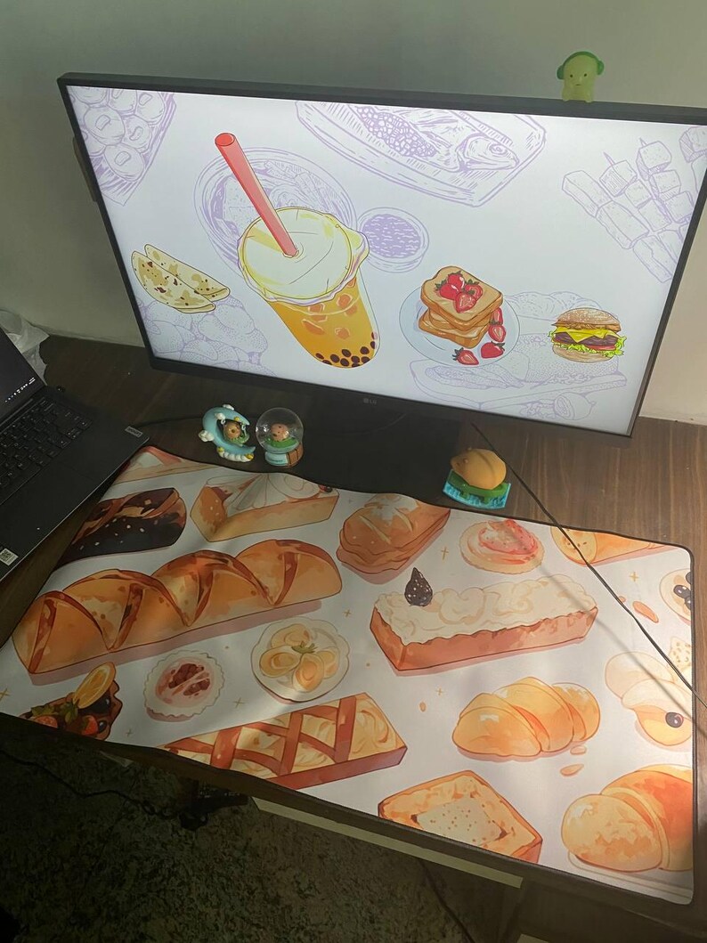 Cute Pastries Bread Cakes Mousepad Bakery Lover Confectionary Gift Cozy Lofi Sweets Cafe Deskmat Hot Bakery Famous Spots Creampuff Chocolate Holiday Gift Aesthetic Quality Keyboard Mat Office Anime Artistic Workspace Laptop Gaming Gift PC Setup Accessories Deskpad Office High Quality Mousepad Waterproof Scratch-free Anti-slip Backing Gamer Setup Inspiration Accessories PC