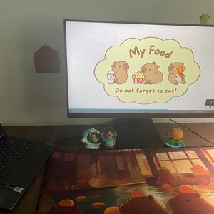 Kawaii Capybara Desk Mat Orange Onsen Japan Hot Spring Deskpad Anime Cute Capybara Aesthetic Inspiration Desk Mat Quality Keyboard Mat Office Desk Decor Anime Artistic Gift for her Work Space Laptop Mat Gaming Gift PC Setup Accessories Deskpad
