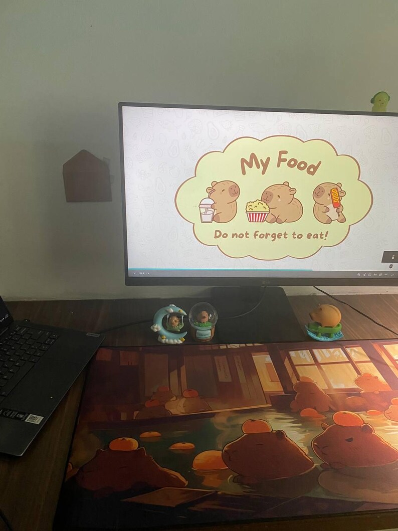 Kawaii Capybara Desk Mat Orange Onsen Japan Hot Spring Deskpad Anime Cute Capybara Aesthetic Inspiration Desk Mat Quality Keyboard Mat Office Desk Decor Anime Artistic Gift for her Work Space Laptop Mat Gaming Gift PC Setup Accessories Deskpad