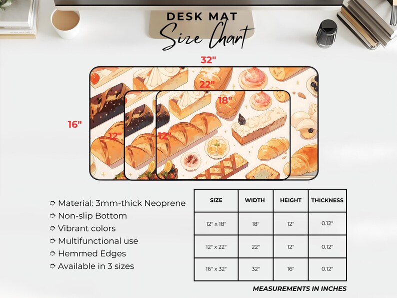 Cute Pastries Bread Cakes Mousepad Bakery Lover Confectionary Gift Cozy Lofi Sweets Cafe Deskmat Hot Bakery Famous Spots Creampuff Chocolate Holiday Gift Aesthetic Quality Keyboard Mat Office Anime Artistic Workspace Laptop Gaming Gift PC Setup Accessories Deskpad Office High Quality Mousepad Waterproof Scratch-free Anti-slip Backing Gamer Setup Inspiration Accessories PC