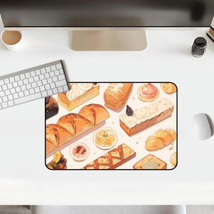 Cute Pastries Bread Cakes Mousepad Bakery Lover Confectionary Gift Cozy Lofi Sweets Cafe Deskmat Hot Bakery Famous Spots Creampuff Chocolate Holiday Gift Aesthetic Quality Keyboard Mat Office Anime Artistic Workspace Laptop Gaming Gift PC Setup Accessories Deskpad Office High Quality Mousepad Waterproof Scratch-free Anti-slip Backing Gamer Setup Inspiration Accessories PC