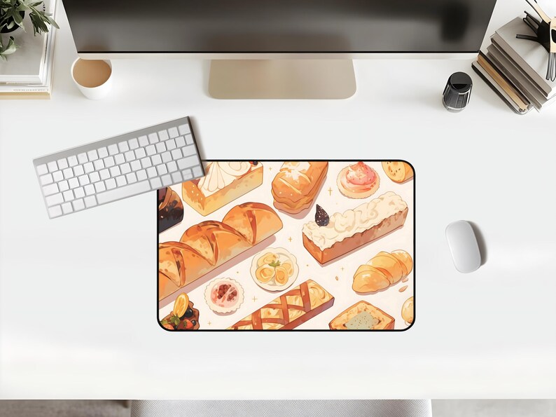 Cute Pastries Bread Cakes Mousepad Bakery Lover Confectionary Gift Cozy Lofi Sweets Cafe Deskmat Hot Bakery Famous Spots Creampuff Chocolate Holiday Gift Aesthetic Quality Keyboard Mat Office Anime Artistic Workspace Laptop Gaming Gift PC Setup Accessories Deskpad Office High Quality Mousepad Waterproof Scratch-free Anti-slip Backing Gamer Setup Inspiration Accessories PC