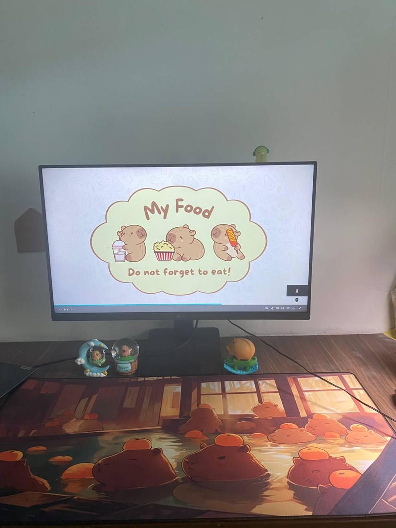 Kawaii Capybara Desk Mat Orange Onsen Japan Hot Spring Deskpad Anime Cute Capybara Aesthetic Inspiration Desk Mat Quality Keyboard Mat Office Desk Decor Anime Artistic Gift for her Work Space Laptop Mat Gaming Gift PC Setup Accessories Deskpad