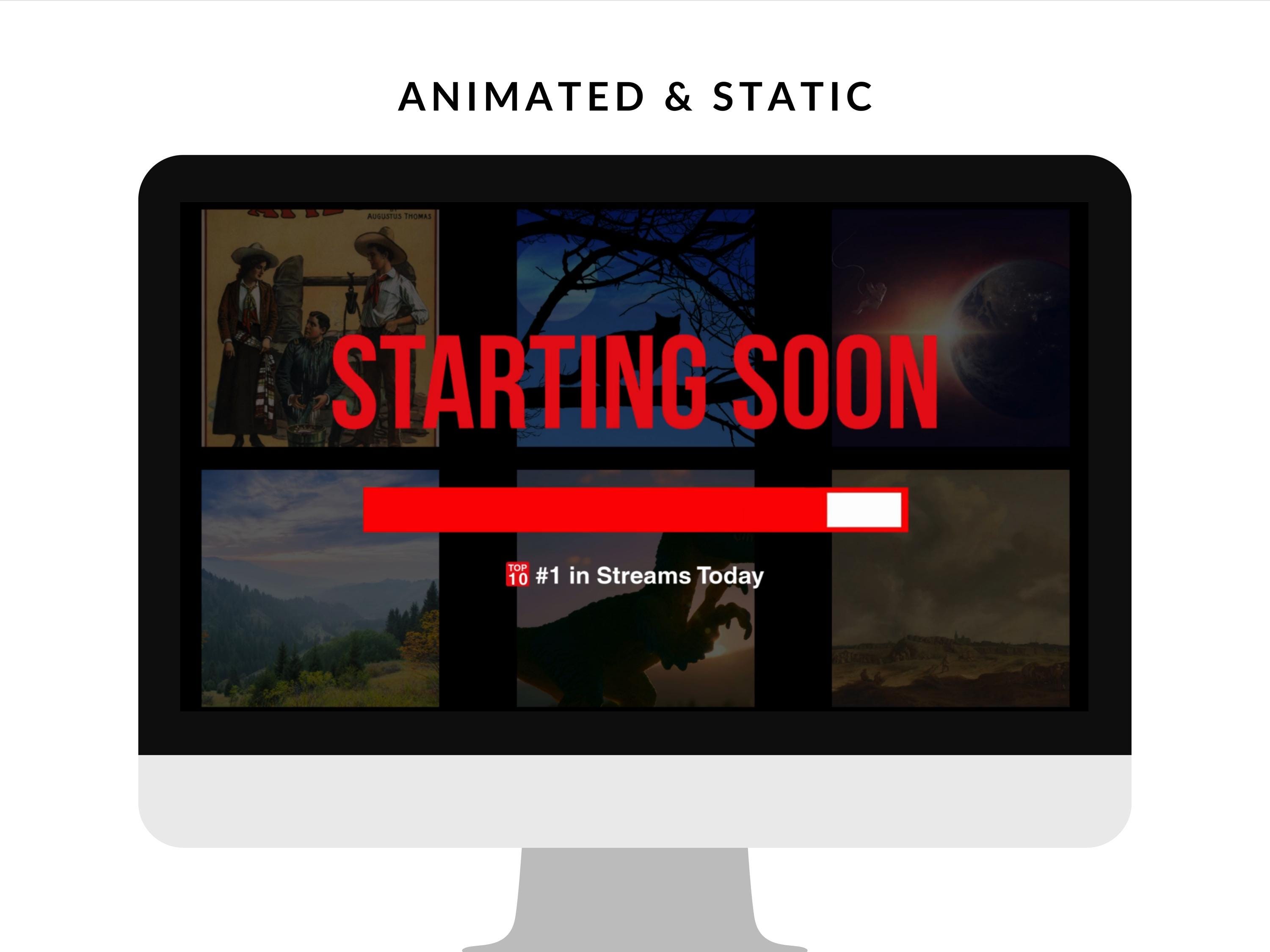 NETFLIX Twitch Overlay Stream Scenes Animated Start, Be Right