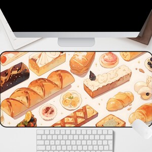 Cute Pastries Bread Cakes Mousepad Bakery Lover Confectionary Gift Cozy Lofi Sweets Cafe Deskmat Hot Bakery Famous Spots Creampuff Chocolate Holiday Gift Aesthetic Quality Keyboard Mat Office Anime Artistic Workspace Laptop Gaming Gift PC Setup Accessories Deskpad Office High Quality Mousepad Waterproof Scratch-free Anti-slip Backing Gamer Setup Inspiration Accessories PC