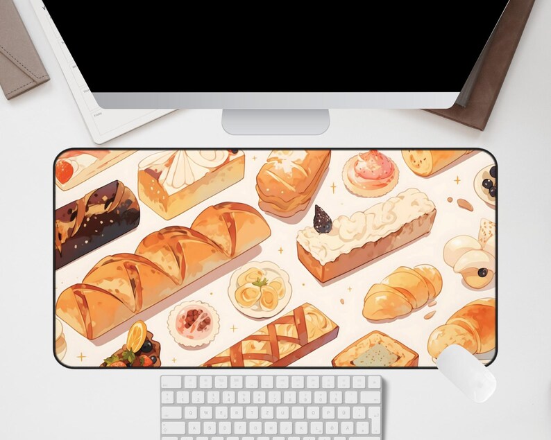 Cute Pastries Bread Cakes Mousepad Bakery Lover Confectionary Gift Cozy Lofi Sweets Cafe Deskmat Hot Bakery Famous Spots Creampuff Chocolate Holiday Gift Aesthetic Quality Keyboard Mat Office Anime Artistic Workspace Laptop Gaming Gift PC Setup Accessories Deskpad Office High Quality Mousepad Waterproof Scratch-free Anti-slip Backing Gamer Setup Inspiration Accessories PC