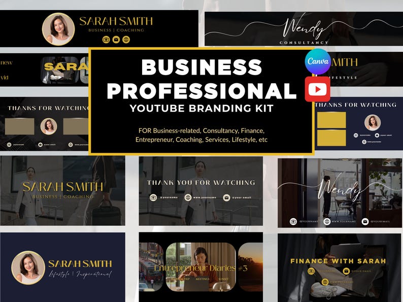 professional business youtube channel finance coaching entrepreneur podcast agency property business lifestyle beauty channel template themes inspiration aesthetic branding kit intro outro banners templates ideas inspiration aesthetic diy canva template youtube editable banners png ipad computer quality aesthetic thumbnails for youtube channel ideas how to grow youtube attractive appealing thumbnail youtube design package kit channel design template youtube kit