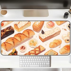 Ciastka Jedzenie Biurko Mat Kawaii Chleb Piekarnia Kawiarnia Biurko Cartoon Anime Słodki Biurko Słodkie Piekarz Pastelowe Ciasto Dekoracja Biura Laptop Gry Prezent