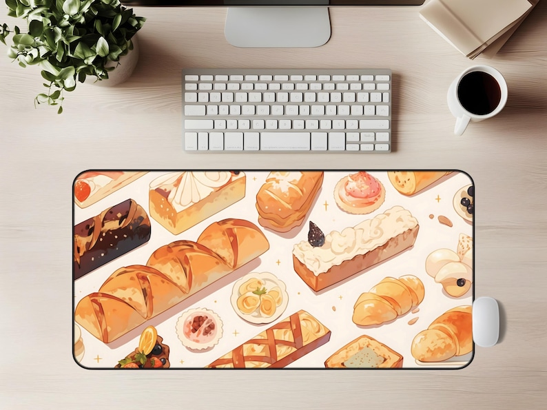 Cute Pastries Bread Cakes Mousepad Bakery Lover Confectionary Gift Cozy Lofi Sweets Cafe Deskmat Hot Bakery Famous Spots Creampuff Chocolate Holiday Gift Aesthetic Quality Keyboard Mat Office Anime Artistic Workspace Laptop Gaming Gift PC Setup Accessories Deskpad Office High Quality Mousepad Waterproof Scratch-free Anti-slip Backing Gamer Setup Inspiration Accessories PC