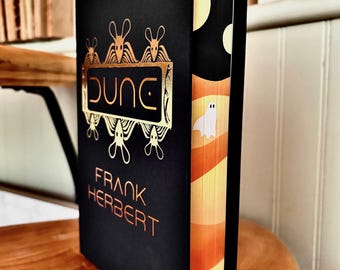 Dune by Frank Herbert Rebound Beetlejuice Edition | handmade hardcover cloth rebind with stenciled edges and custom endpages
