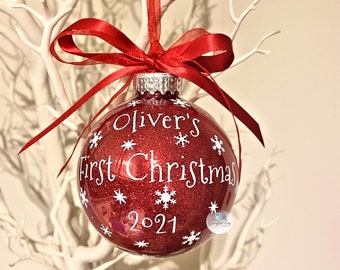 First Christmas Bauble, Personalised 1st Christmas Ornament, Baby's First Christmas 2025, New Baby Gift,