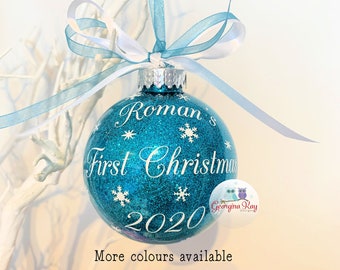 personalised baby xmas baubles