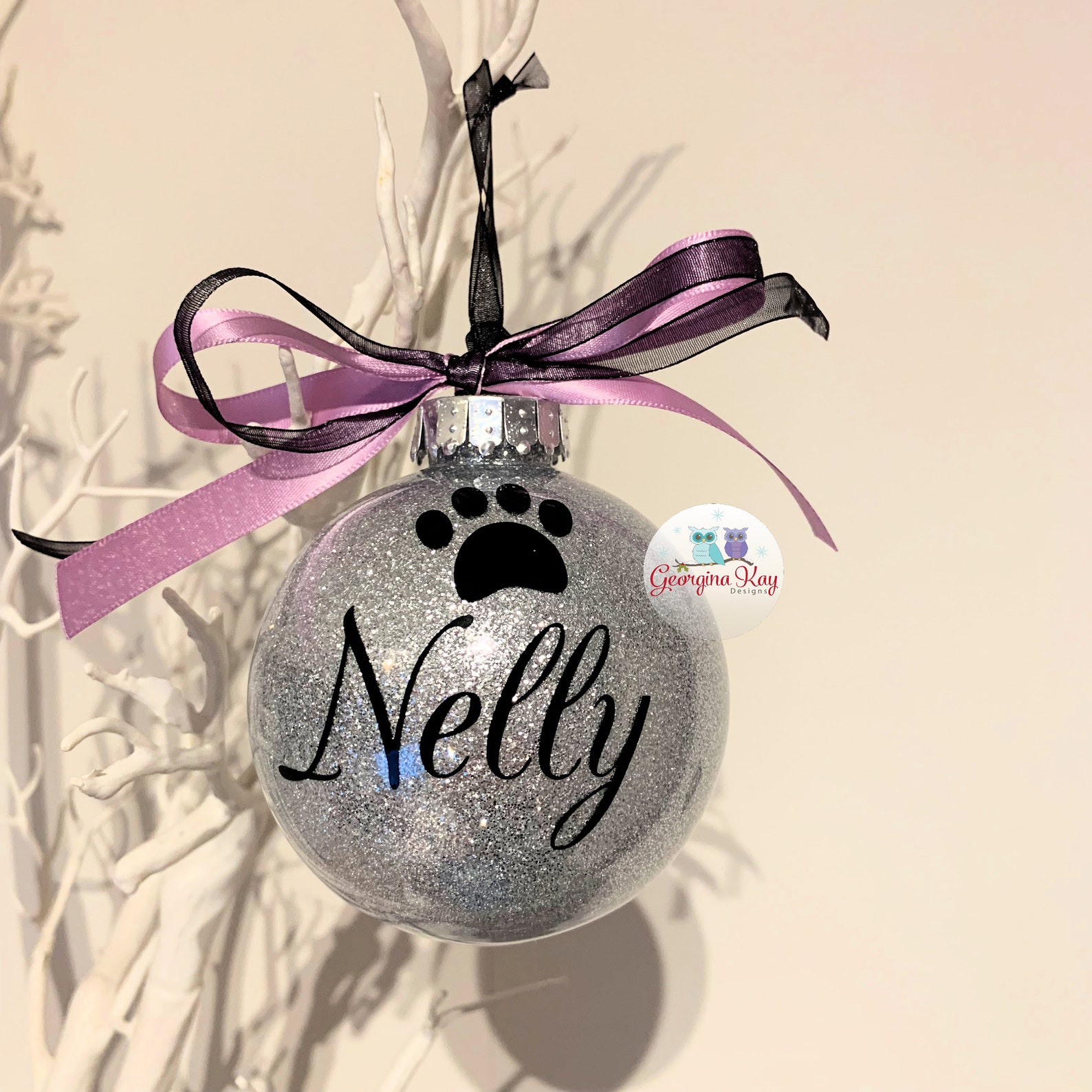 Personalised Paw Print Christmas Bauble Dog Bauble Cat Etsy UK