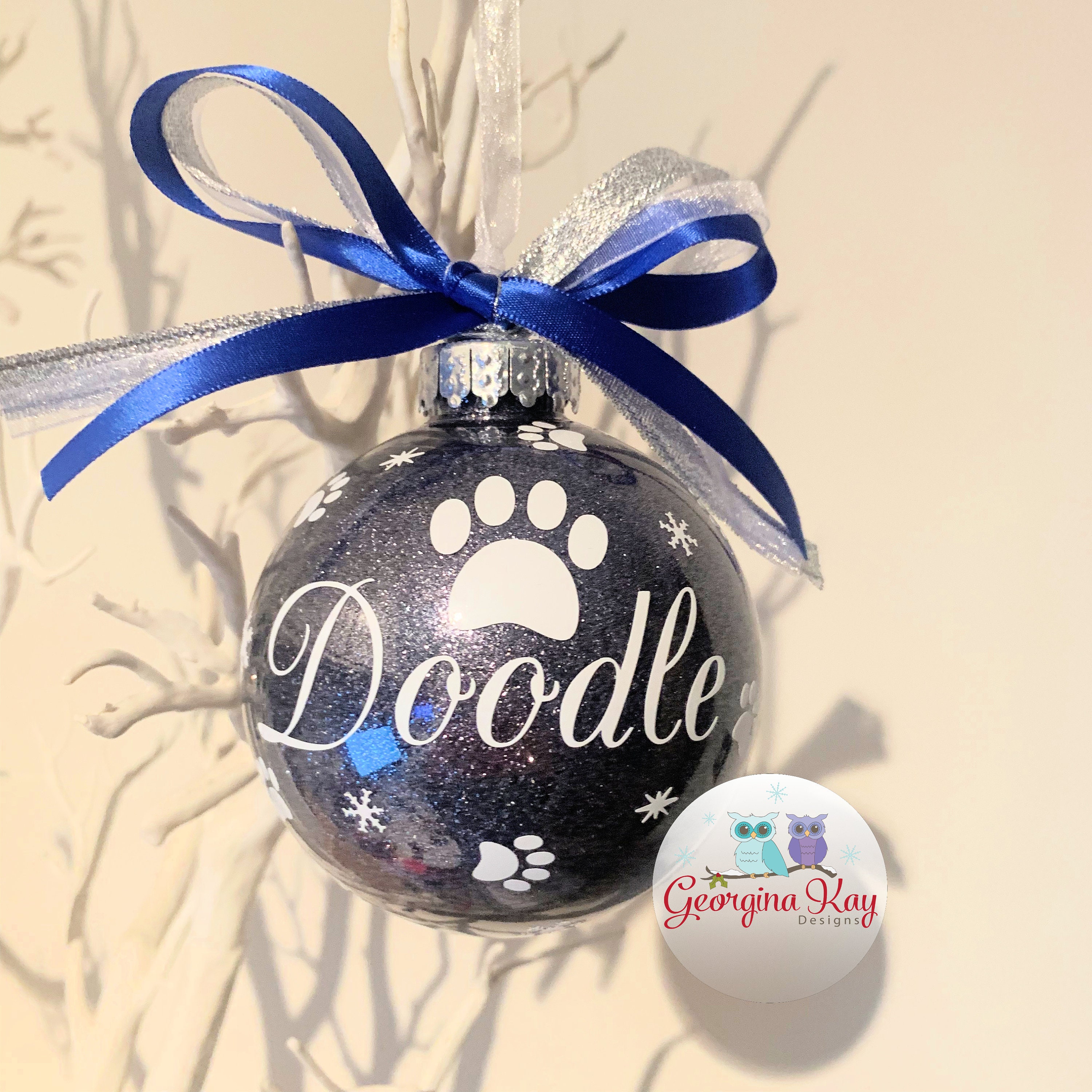 Personalised Paw Print Christmas Bauble Dog Bauble Cat Etsy UK