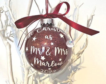 1st Christmas as Mr and Mrs, Christmas Bauble, Personalised 1st Christmas Bauble, Newlywed Gift,  1st Christmas Married