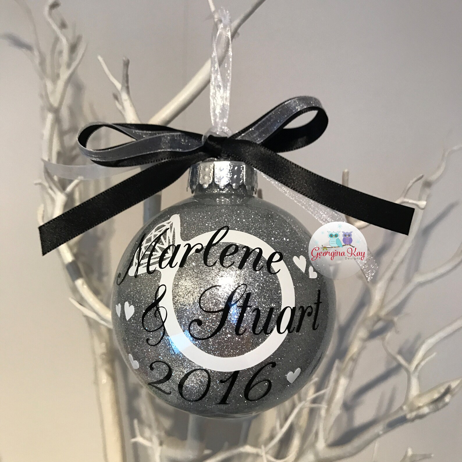 Personalised Engagement Ring Christmas Bauble Sparkly Etsy