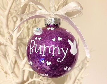 Adorno navideño con forma de cabeza de conejo personalizado, adorno navideño, adorno navideño de conejo, adorno de conejo, conejo navideño, conejito navideño.