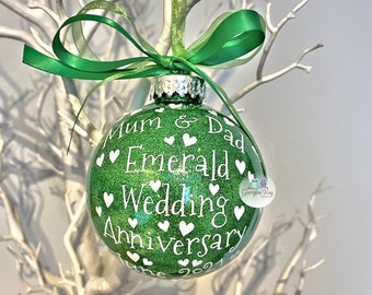 Regalo de 55º aniversario de bodas de esmeralda, adorno de 55º aniversario, bola de Navidad, recuerdo de 55 años de casados 2026
