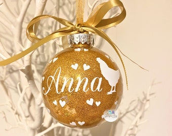 Regalo de pollo, Adorno navideño de pollo personalizado, Adorno navideño de gallina, Gallina navideña, Adorno navideño de pollo, Pollo navideño, Decoración de gallina