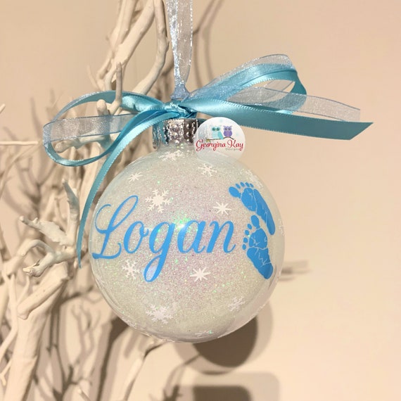 Personalised Baby Feet Bauble Baby 