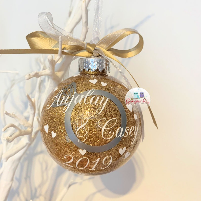 Personalised Engagement Ring Bauble, Christmas Bauble, Engagement Bauble, Christmas Decoration ,Engagement Gift image 7