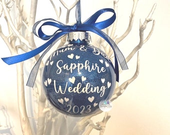 45th Sapphire Wedding Anniversary Gift, 45th Anniversary Ornament Christmas Bauble, 45 Years