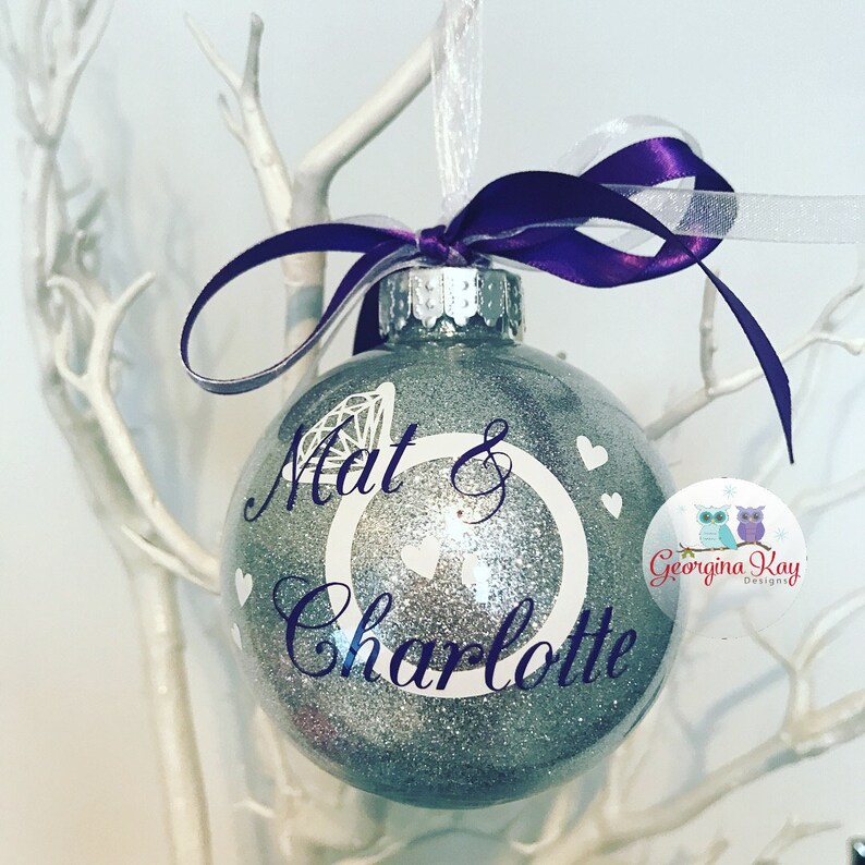 Personalised Engagement Ring Bauble, Christmas Bauble, Engagement Bauble, Christmas Decoration ,Engagement Gift image 8