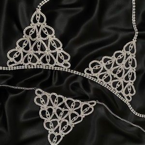 Crystal rhinestone bra chain set