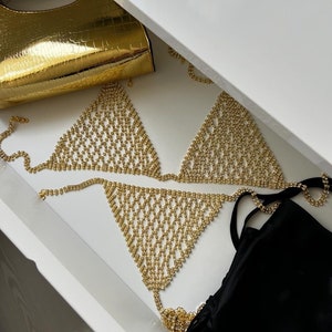 Rhinestone crystal chain set gift for women partywear luxury lingerie